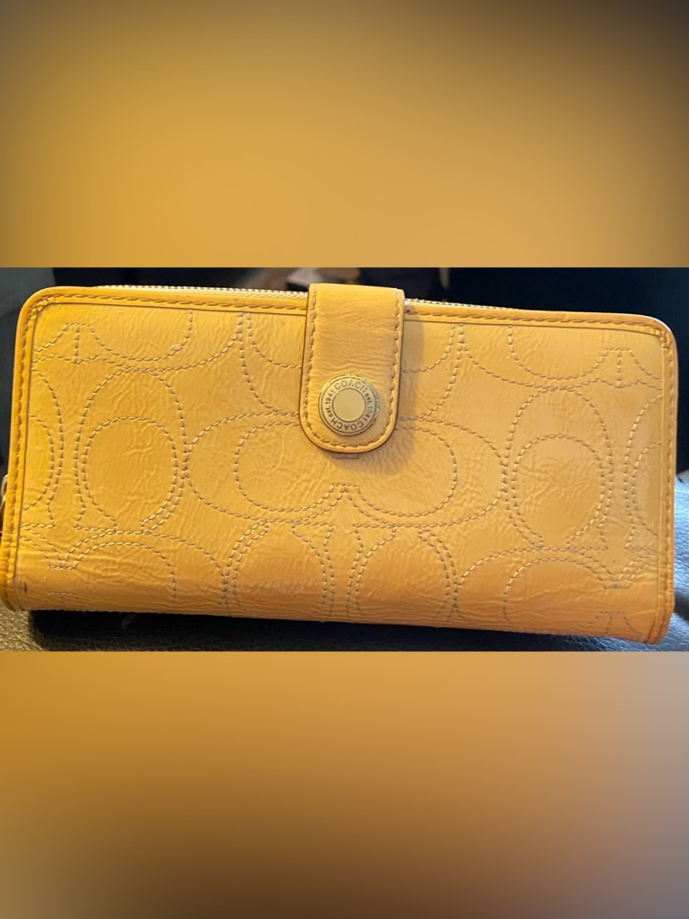 Coach Yellow Signature Leather Snap Wallet